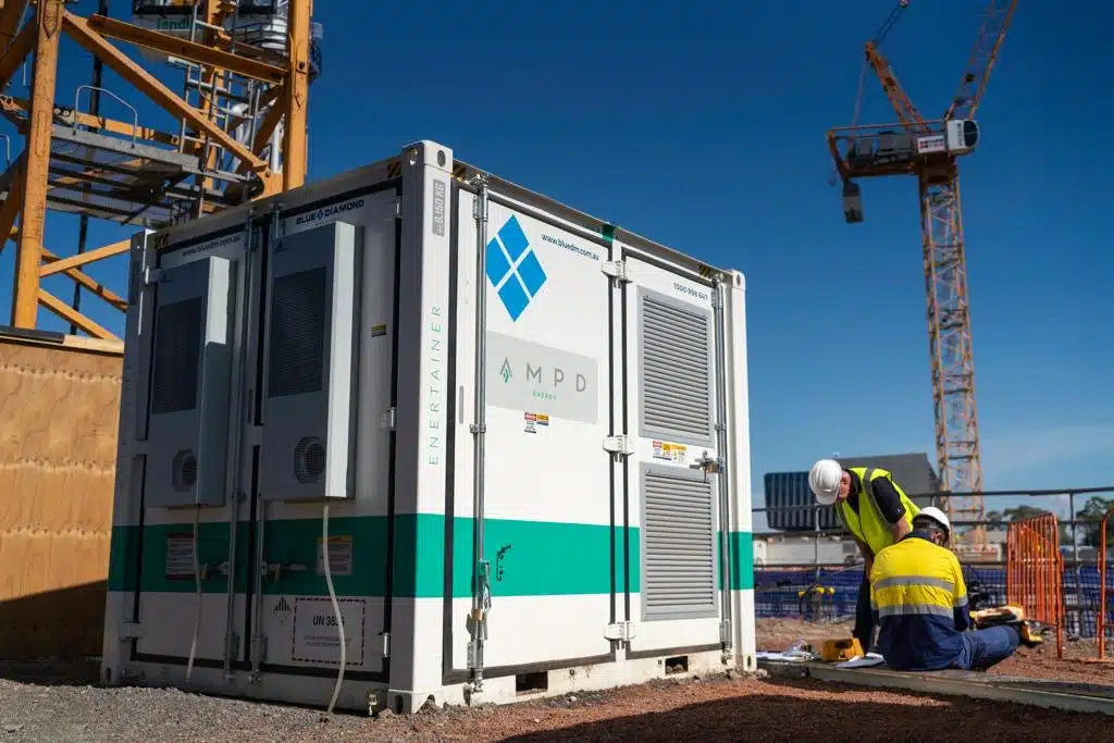 Battery energy storage system - the AMPD Enertainer on development site in Victoria