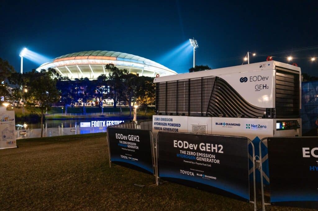 The GEH2 at night at Elder Park, Adelaide